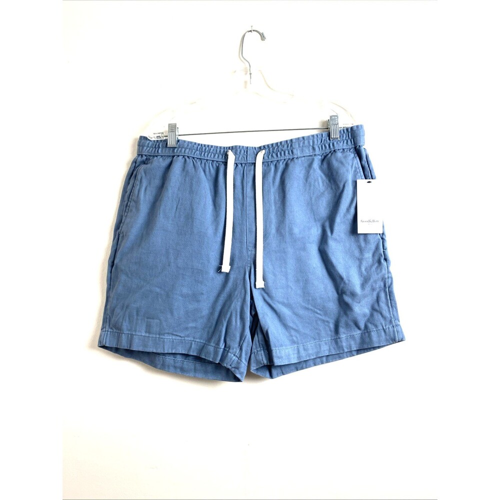 Goodfellow & Co Pull-On Shorts Men 7" Seersucker Size L Blue Relax Pocket Chino